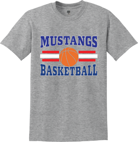 Mustangs 3 Line Basketball  Tee